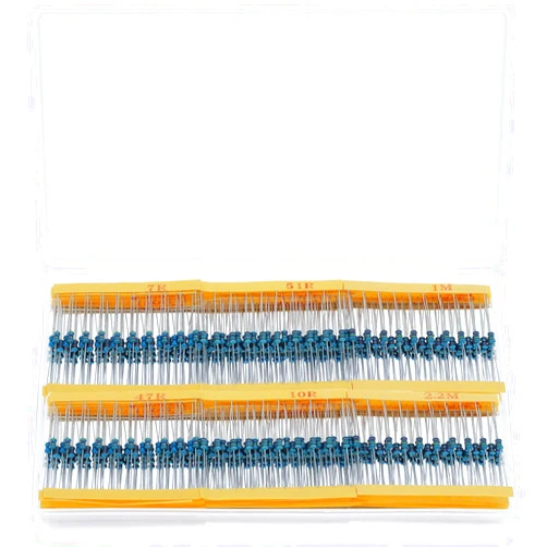 CenryKay 1220Pcs 122 Values Resistor Kit 1/4W, 0.1 Ohm-4.7M Ohm Resistor Assortment Kit Metal Film Fixed 1% Electrical Resistors Set Assortment Resistance