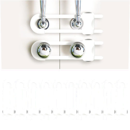 Reaeon Baby Proofing Cabinets, Sliding Cabinet Locks for Babies, Adjustable U Shaped Baby Safety Locks, Childproof Cabinet Latch for Kitchen, Bathroom, Drawer, Cupboard Doors Knobs & Handles (10Pack White)