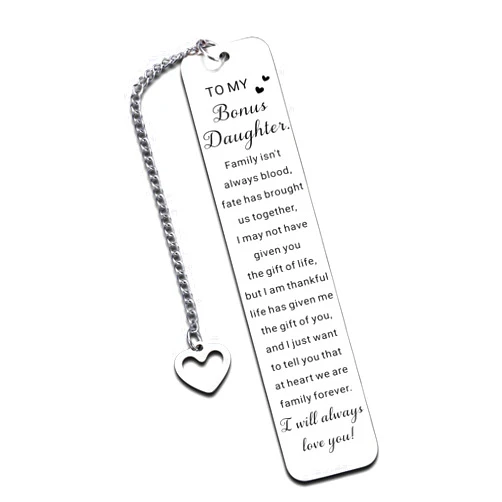 Paginafr Bonus Daughter Gifts, Unbiological Daughter Gifts, Valentines Day Gifts for Daughter Step Daughter Goddaughter Daughter in Law, Stepdaughter Gifts from Stepmom, to My Daughter Bookmark Birthday Gifts