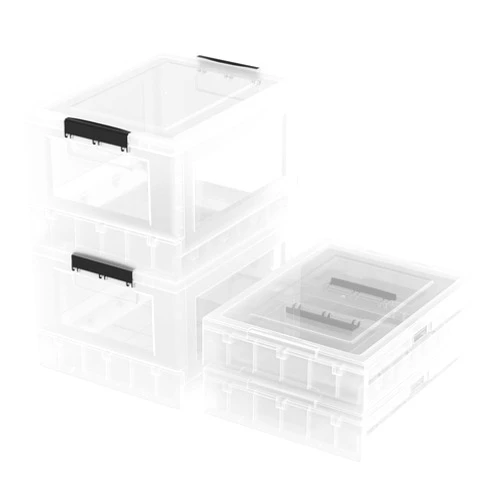Buyitt 4 Packs 30L Collapsible Storage Bin, Folding Storage Containers with Cover, Multi Function Box for Camping, College, Dorm, Office, Outdoor, Indoor