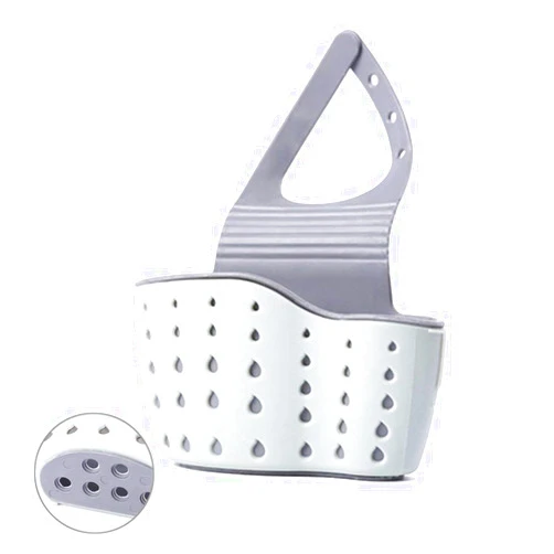 EC ELEGANTCHARM Kitchen Sink Caddy Sponge Holder Silicone Plastic Soap Holder Hanging Ajustable Strap Faucet Caddy with Drain Holes for Drying