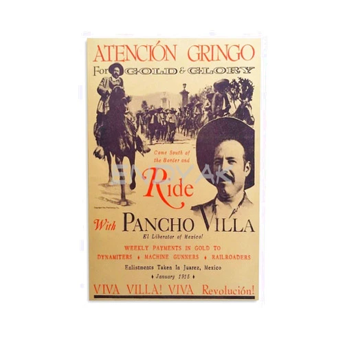 ENDYAK Pancho Villa Mexican Revolution Historical Poster Francisco Villa Poster Wall Poster Art Canvas Printing Poster Office Bedroom Aesthetic Poster Unframe-style 16x24inch(40x60cm)