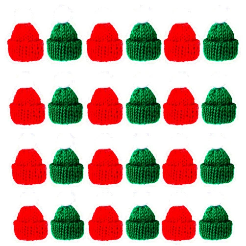 DIVINA VITAE 24 Pieces Christmas Mini Knitting Hat Cute Mini Knitting Doll Hats Mini Hats for Crafts Miniature Hats for DIY Hair Accessories Crafts (Red and Green)