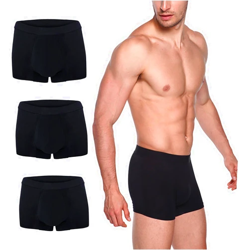 AIRCUTE Washable Absorbency Urinary Incontinence Underwear for Men Bladder Leakage Protection Boxer Briefs 60 ML 3 Pack (Medium, 3 Black)