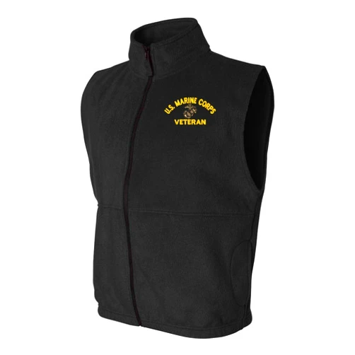 MilitaryBest U.S. Marine Corps Eagle Globe and Anchor Veteran Full-Zip Fleece Vest