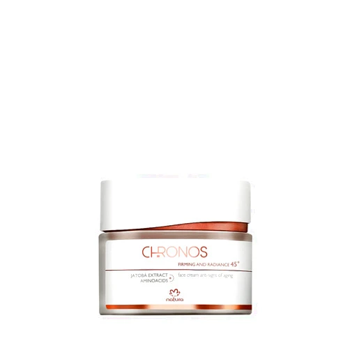 natura - Chronos Firming and Radiance 45+ Face Cream - Anti-Signs of Aging Face Moisturizer with Jatobá Extract & Amino Acids to Firm Skin and Visibly Reduce Wrinkles - Vegan Skincare - 40g