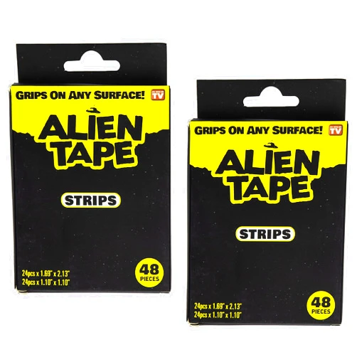 ALIEN TAPE Alientape Strips Double Sided Tape Multipurpose Removable Adhesive Transparent Grip Mounting Strips 48 Pcs Washable Strong Sticky Heavy Duty for Carpet Photo Frame Poster Décor As Seen On TV Set of 2