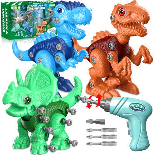 Laradola Dinosaur Toys for 3 4 5 6 7 8 Year Old Boys, Kids Take Apart STEM Construction Building Kids Toys with Electric Drill, Party Christmas Birthday Gifts Boys Girls