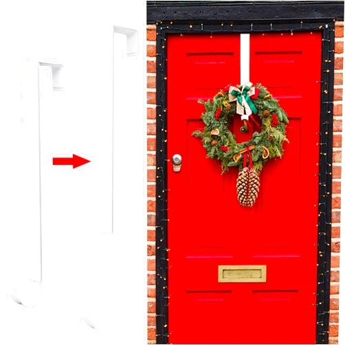 ZMCINER Wreath Hanger for Front Door, Adjustable Wreath Hanger from 15 to 25 Inches Wreath Hanger, 20 lbs Larger Door Upgrade Wreath Hanger Christmas Fall Wreaths Decorations Hook (White)