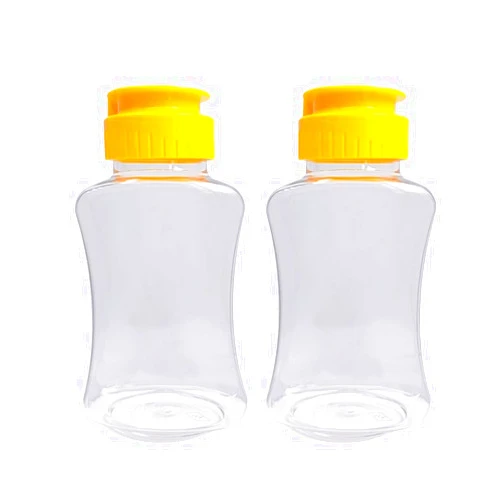 ZAYOIZY 2pcs Empty Plastic Honey Bottles Flip Top Squeeze Honey Jars Dispenser Squeezable Honey Containers for Syrups, Ketchup, Salad Dressing, Cooking Oils
