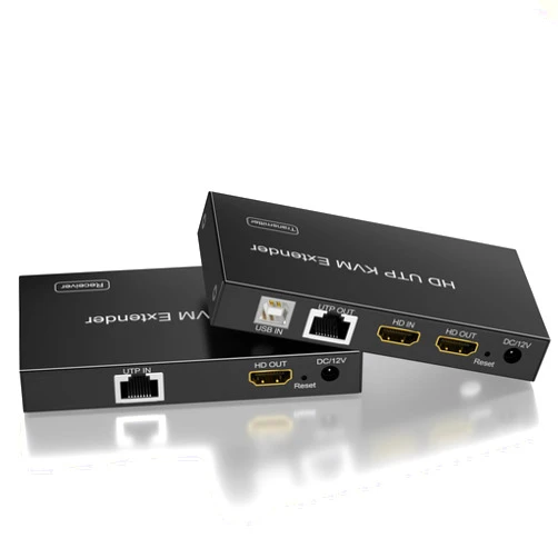 Arleedyn 394FT(120m) HDMI KVM USB Extender - Transmit 1080p HD Video Over Cat5e/6/7 Cable 50m 80m 120m, HDMI Extender KVM for Mouse and Keyboard Control Remote Signals, with Transmitter & Receiver