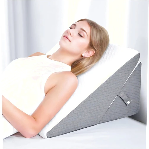 ROCYJULIN Wedge Pillow for Sleeping, 9 & 12 Inch Adjustable Memory Foam Incline Elevated Pillow Wedge, Triangle Wedge Pillows for After Surgery, Acid Reflux and Snoring, Dark Grey & White