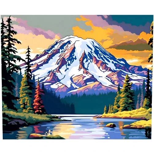 Generic National Parks Collection PD (97) - Mount Rainier Park, USA - Paint-by-Number Kit 40CMx50CM no Frame