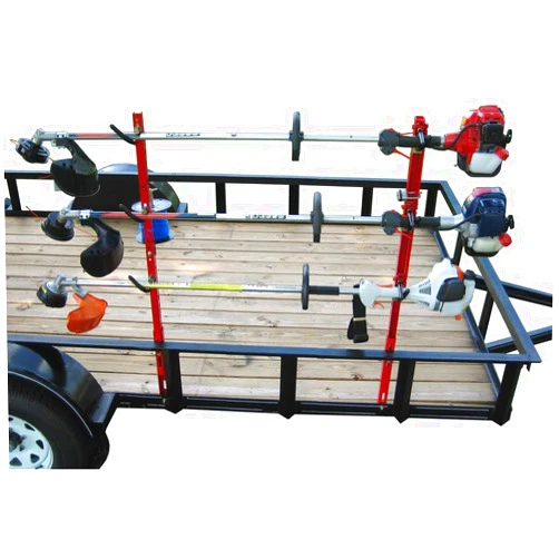 Jungle Jim's 3 Trimmer Rack Trailer Rack For Mounting to Open Lawn & Landscape Trailers or Enclosed Trailer with Optional Wall Kit (3TR) Locking Trailer Organizer
