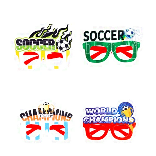 Xiadanle 2022 Qatar World Cup Football Party Glasses Funny Cardboard Props Glasses - 4 Pack World Cup Paper Supplies (Style 2)…