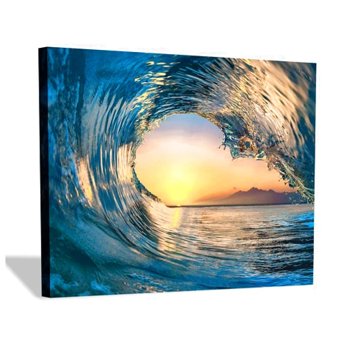 Hardy Gallery Ocean Wave Picture Wall Art: Tropical Seascape Sunset Canvas Prints for Office (16'' x 12'' x 1 Panel)