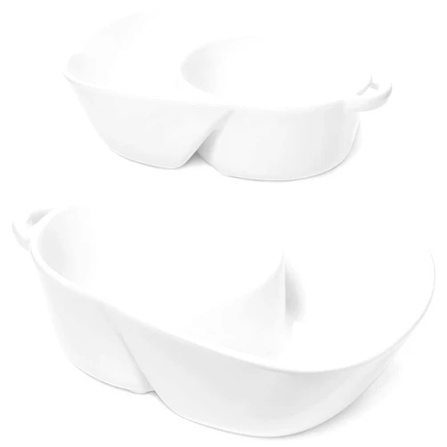 LE TAUCI Chip and Dip Bowls, Anti-Soggy Cereal Bowl, Soup and Side/Cracker Bowls Sets for Breakfast, Soup and Sandwich, Bread Dipping Bowls, Set of 2, White