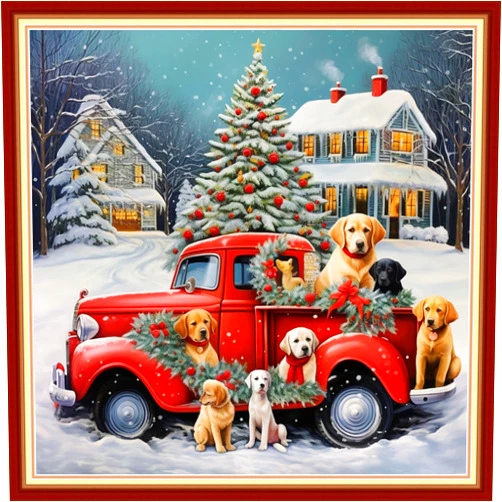 Foxdiviy Stamped Cross Stitch Kits Full Range of Embroidery Needlework Starter Kits for Beginners Adults 11CT Embroidery Patterns Art Crafts DIY Needlepoint Kits-Happy Christmas 18x18 inch