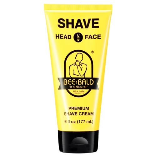 BEE BALD SHAVE Premium Shave Cream Goes On Light & Slick For A Shave That's Incredibly Smooth & Quick For Both Face And Head, 6 Fl Oz
