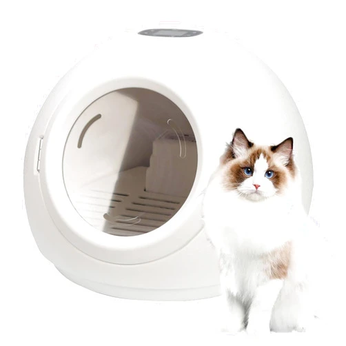 Naturalpowev Automatic Pet Dryer Box for Cats and Small Dogs, Ultra Quiet Cat Hair Dryer 55L with Temperature Control and 360 Drying, Round Dryer with Timer, 800W,110V