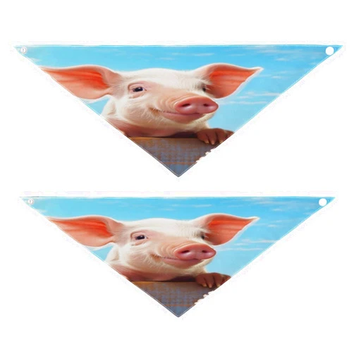 YETTASBIN Cute Pig Dog Bandanas 2PCS, Reversible Soft Breathable Pet Bandana with Snap Buckle, Double Sided Triangle Scarf for Small Medium Large Dogs Cats, M-25.1 Inch