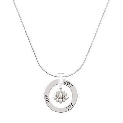 Delight Jewelry Silvertone Mini Lotus - Joy Ring Charm Necklace, 18