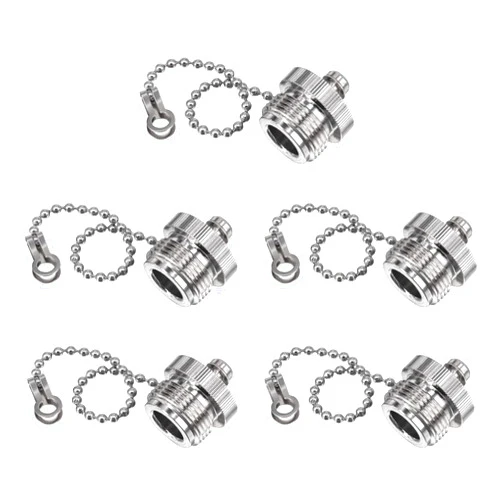 BOOBRIE 5PCS UHF/N-Type Dust Cap for UHF Male Dust Cap RF PL259 Connector Protective Cover with Chain N-Type Male Coax Cap Nickel-Plated