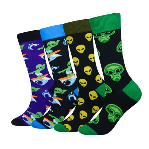 Cansok Men's 2/4 Packs Fun Crazy Novelty Dress Crew Socks