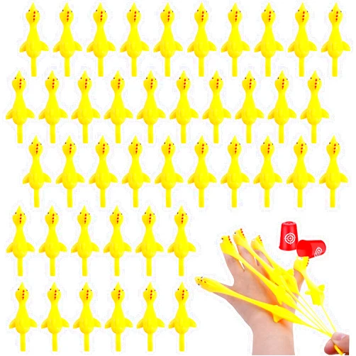 POPLAY 42PCS Flying Chicken Slingshot, Flicking Rubber Chickens Sling Shot Funny Gag Gift for Kid Adult Party Favors Novelty Classroom Exchange Gifts, Easter Basket Stuffers Filler