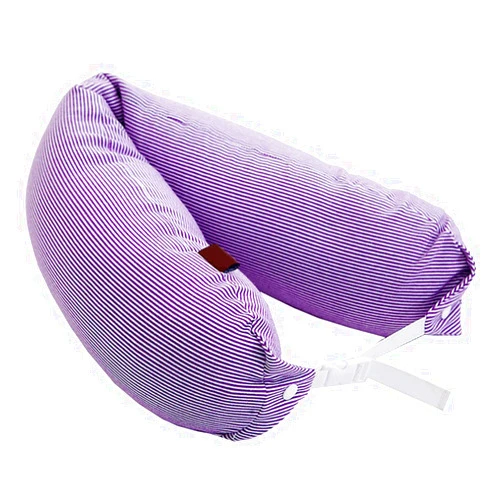 Alibo Travel Microbead Neck Pillow Round Roll U Shaped Head Rest Pillow Purple Stripe Adjustable Strap Hypoallergic Therapeutic Pillow for Cars,Airplane,Train,Office Napping, Lumbar Rest Supports