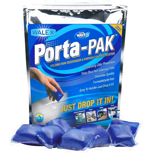 Walex Porta-Pak Holding Tank Deodorizer & Portion Control Drop-Ins - Unbeatable Odor Prevention, Formaldehyde-Free, Non-Staining, Deodorizes & Breaks Down Waste and Paper, Dissolves Quickly - 50 Pack