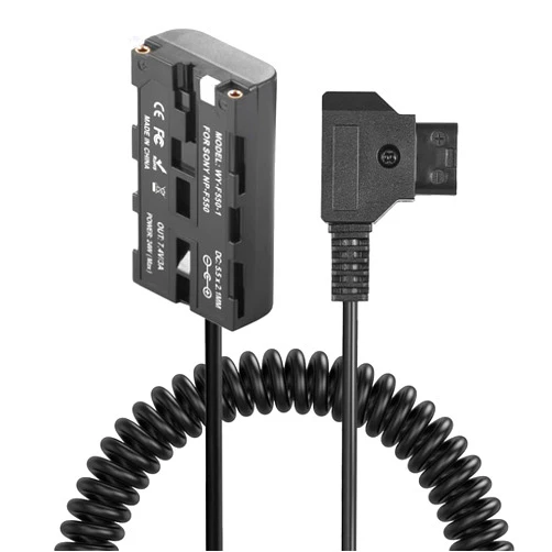 SHOOTPRO D-Tap Coiled Power Cable to NP-F550 Dummy Battery Compatible with Sony NP-F550/770/570 Power Panel Light Feelworld Atomos Ninja/Shinobi Monitor with DC in/Output