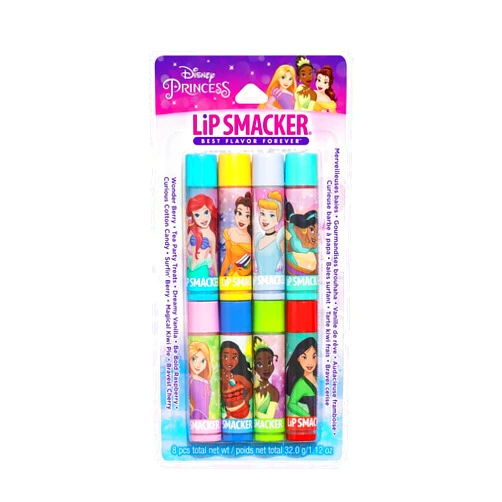 Lip Smacker Disney Princess Flavored Lip Balm Party Pack 8 Count, Clear, For Kids