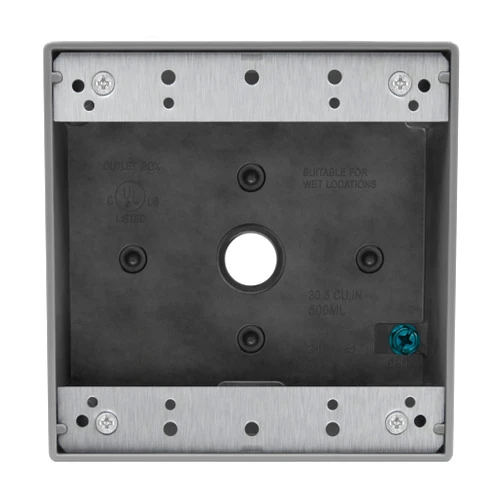 ENERLITES Weatherproof Outlet Box with Three 1/2-in Threaded Outlets, Outdoor Electrical Box, 3 Holes 0.50” Each, 2-Gang, 4.53” Height x 4.53” Length x 2.16” Depth, EN2350,Grey