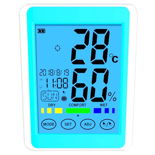 HAYNAH Digital Hygrometer Indoor Thermometer Humidity Gauge with Jumbo Touchscreen and Backlight, Temperature Humidity Monitor Indoor Thermometer(Color:Blue)