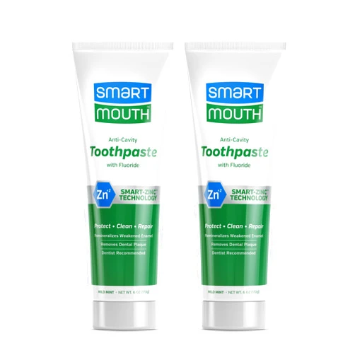 SmartMouth Premium Zinc Ion Toothpaste - Whitening Toothpaste with Fluoride - Refreshing, Anti-Cavity Toothpaste for Adults - Strengthens Enamel - Mild Mint Flavor, 6 oz (2 Pack)