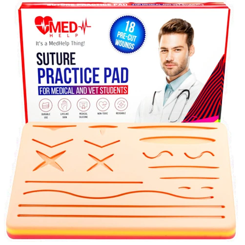 MedHelp Suture Practice Pad for Medical Students - Advanced Suture Pad 3 Layers with 17 Wounds, Practice Suture Pad for Vet and Nursery Training