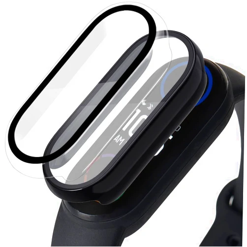 Acadeny [2-Pack Case with Tempered Glass Screen Protector Compatible for xiaomi Band 6/5/4/3, 9H Hardness 360° All-Round Protective Ultra Thin Protective PC Case Cover for - Black Transparent