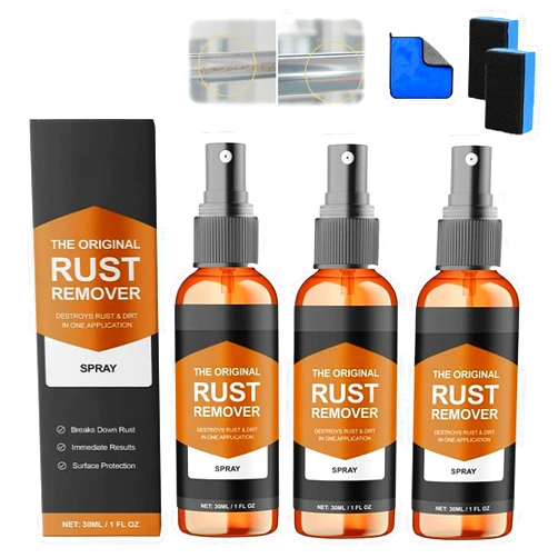 Gkaikpe Rust Remover Spray, Rust Remover Spray for Metal, Fast Acting Heavy Duty Rust Dissolver for Cars, Metal, Tools, Bolts & More, Iron Powder Remover (3pcs)