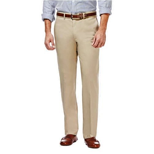 Haggar Men's Premium No Iron Khaki Straight Fit Flat Front Casual Pant