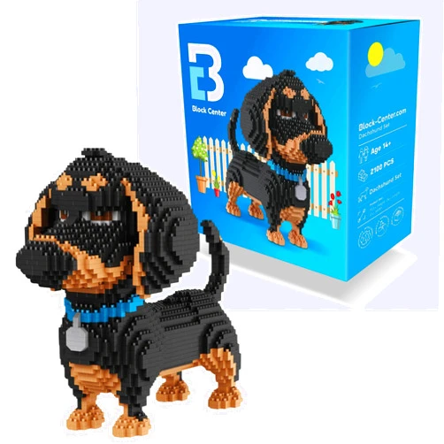 BLOCK CENTER Dachshund Dog 2024 Edition 3D Puzzle 2100 Pieces Building Blocks Set - Mini Block Gift Kit for Kids and Adults (Dachshund)