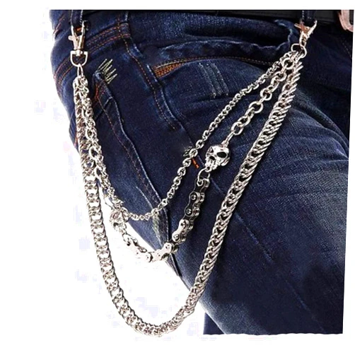 XINSHUN WYhui Hip Mall Men Non-Mainstream Emo Rock Trousers Wallet Key Chain Punk Pants Skull Tide Stud Motorcyle Jean Gothic