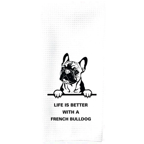 Tzhim French Bulldog Gifts Kitchen Towels, Frenchie Mom Gifts, French Bulldog Gifts for Women, French Bulldog Hand Towels, French Bulldog Tea Towels Dish Towels, Dog Kitchen Bathroom Decor, 16x24 Inch