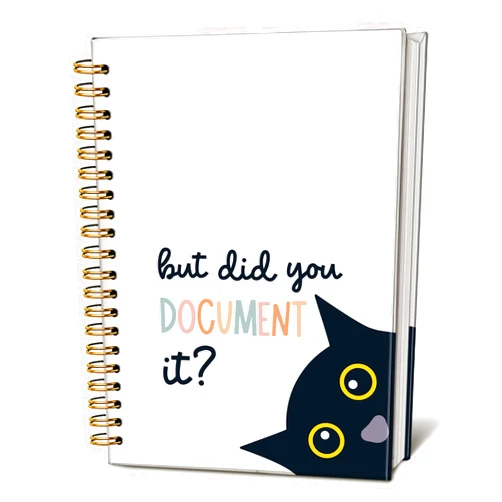 LIANGW Funny Black Cat Notebook, Office Notebooks for Note Taking, Work Journal for Women Men, But Did You Document It Kitten Journals for Writing, Funny Cat Office Supplies, 5.5x8.3 Inch