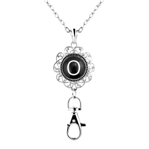 Casa De Novia Jewelry Casa De Novia Women Office Lanyard ID Badges Holders Necklace Keychain Letter A-Z Initial Snap Charms Press Button Jewelry