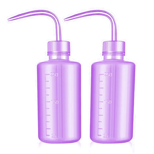 DERSTRA Wash Bottles - 2pcs 250ml Safety Wash Bottle Watering Tools, Economy Plastic Squeeze Bottle Medical Label Green Soap Cleaning Washing Bottle (Purple)