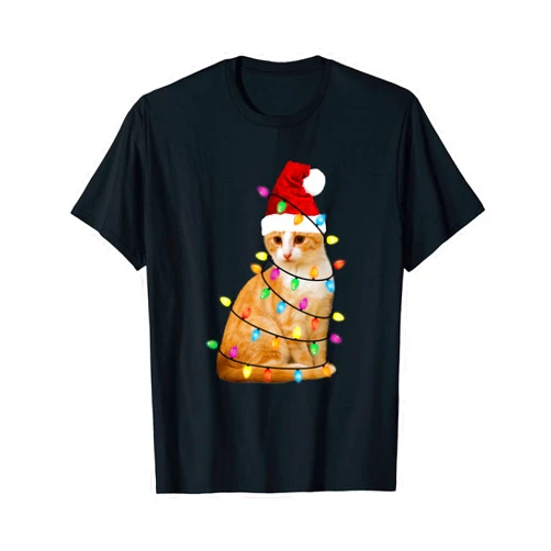 Christmas Cat T-shirts & Sweaters Co. Cat Christmas Tree Santa Funny Xmas Cat Lover T-Shirt