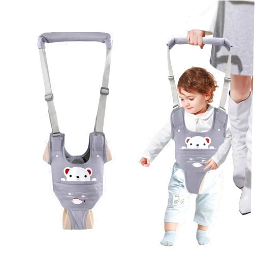 Huifen Baby Walking Harness, Handheld Kids Walker Helper with Detachable Crotch Adjustable Walker Harness Assistant Belt Baby Learning Walk Toddler Infant Walker 9-24 Months (Grey)