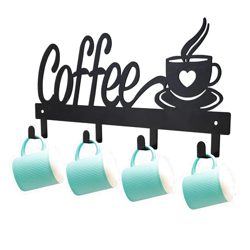 CUKE2BEET Wall Mounted Coffee Mug Holder, Wall Coffee Mug Rack Cup Holder Rack Mug Organizer Rack Coffee Mug Hanger for Coffee Bar, Kitchen Utensils Display