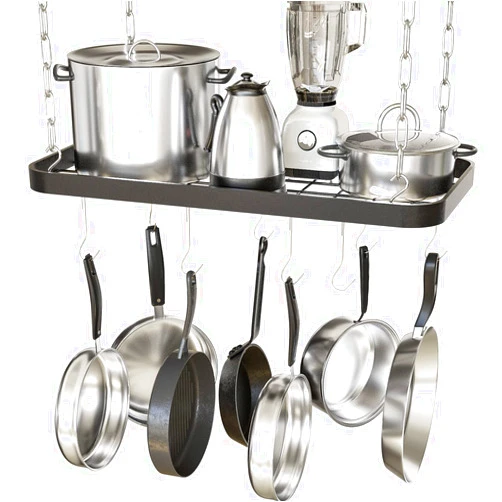 J JACKCUBE DESIGN Hanging Pots and Pans Organizer Rack for Ceiling Wall Mount Grid Kitchen Pot Storage Shelves for Utensils, Cookware with 8 S Hooks (24.4 x 11.8 x 1.2 inches)- JACKCUBE DESIGN MK397B